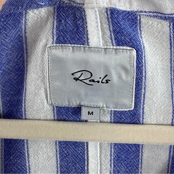Rails Women’s Blue and White Striped Cropped Button Front Shirt Blouse Sz M - Picture 4 of 11